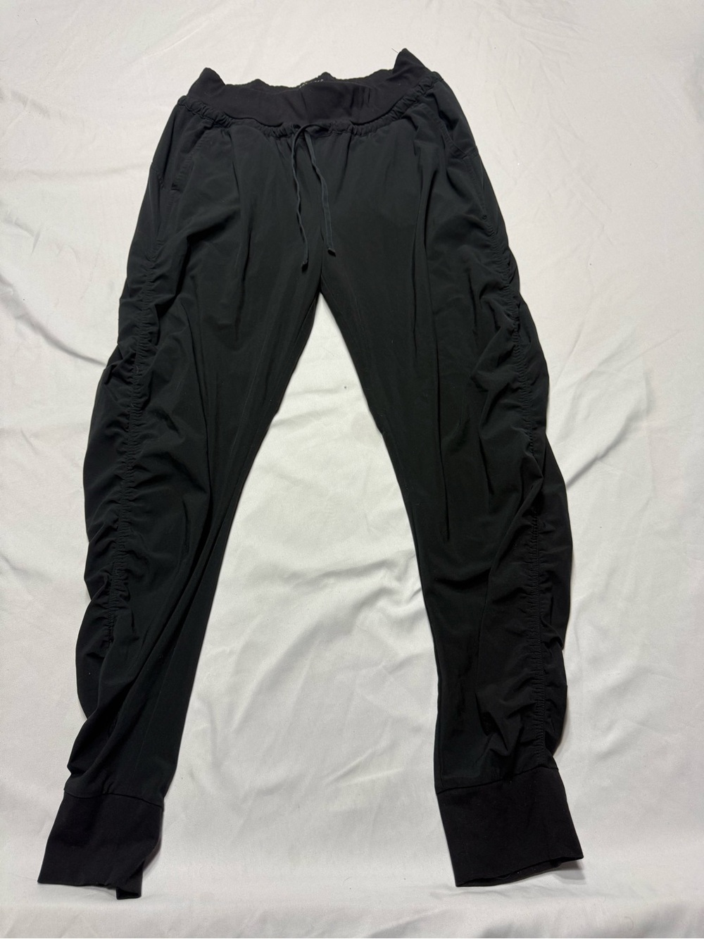 Athleta Black Ruched Side Joggers